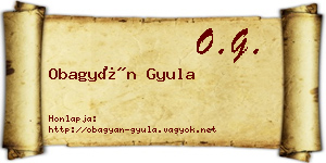 Obagyán Gyula névjegykártya